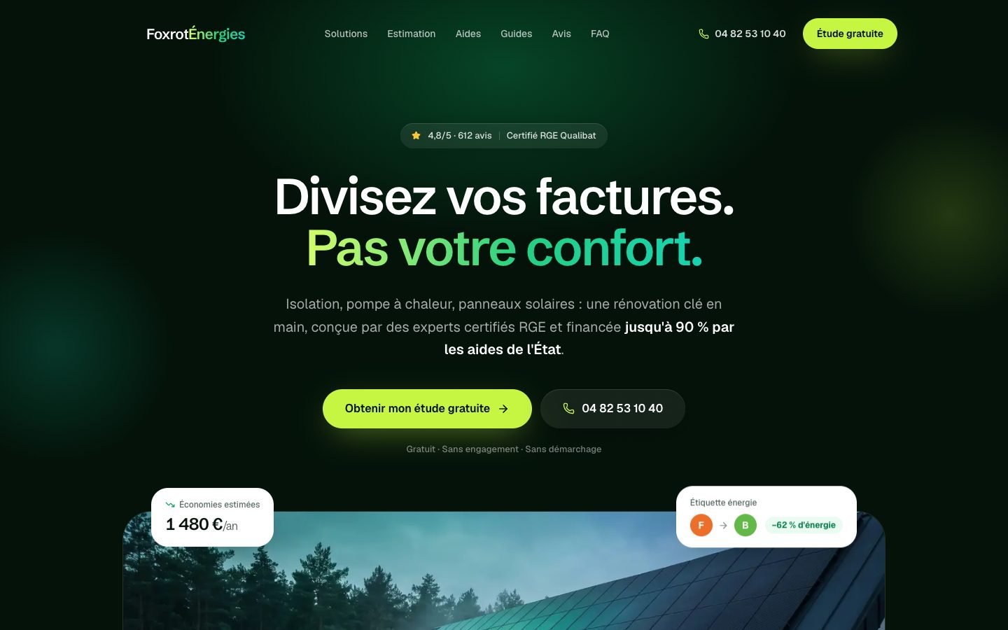 Foxrot Energies homepage for energy renovation leads